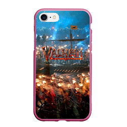 Чехол iPhone 7/8 матовый Valheim Корабль, цвет: 3D-малиновый