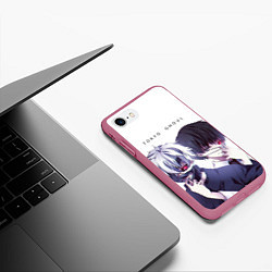 Чехол iPhone 7/8 матовый Токийский гуль, цвет: 3D-малиновый — фото 2
