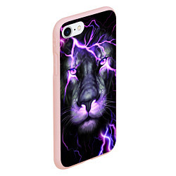 Чехол iPhone 7/8 матовый НЕОНОВЫЙ ЛЕВ NEON LION, цвет: 3D-светло-розовый — фото 2
