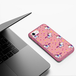 Чехол iPhone 7/8 матовый Единороги Звёздочки, цвет: 3D-малиновый — фото 2