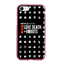Чехол iPhone 7/8 матовый LOVE DEATH ROBOTS $$$, цвет: 3D-малиновый
