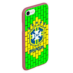 Чехол iPhone 7/8 матовый Сборная Бразилии, цвет: 3D-малиновый — фото 2