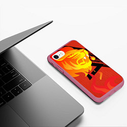 Чехол iPhone 7/8 матовый Огненный лев, цвет: 3D-малиновый — фото 2