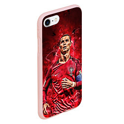 Чехол iPhone 7/8 матовый Cristiano Ronaldo Portugal, цвет: 3D-светло-розовый — фото 2