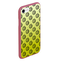 Чехол iPhone 7/8 матовый Узор спиральки на желтом фоне, цвет: 3D-малиновый — фото 2