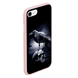 Чехол iPhone 7/8 матовый ЧЕРЕП И ВОРОН, цвет: 3D-светло-розовый — фото 2