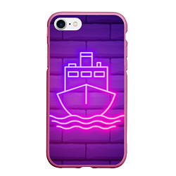 Чехол iPhone 7/8 матовый Судно неон, цвет: 3D-малиновый