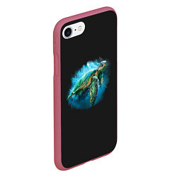 Чехол iPhone 7/8 матовый Морская черепаха, цвет: 3D-малиновый — фото 2