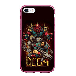 Чехол iPhone 7/8 матовый DOOM, цвет: 3D-малиновый