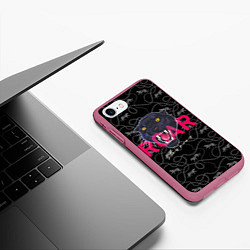 Чехол iPhone 7/8 матовый Осьминог напал на водолаза, цвет: 3D-малиновый — фото 2