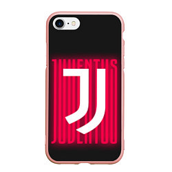 Чехол iPhone 7/8 матовый JUVENTUS ЮВЕНТУС НЕОН, цвет: 3D-светло-розовый