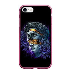 Чехол iPhone 7/8 матовый David Skull, цвет: 3D-малиновый