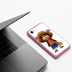 Чехол iPhone 7/8 матовый One piece Луффи ликует, цвет: 3D-малиновый — фото 2