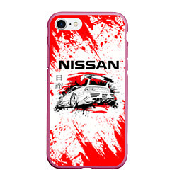 Чехол iPhone 7/8 матовый Nissan, цвет: 3D-малиновый