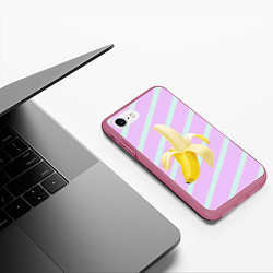 Чехол iPhone 7/8 матовый Банан графический фон, цвет: 3D-малиновый — фото 2