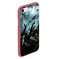 Чехол iPhone 7/8 матовый Кровожадные зомби Zombie, цвет: 3D-малиновый — фото 2