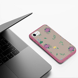 Чехол iPhone 7/8 матовый Цветочная эстетика, цвет: 3D-малиновый — фото 2