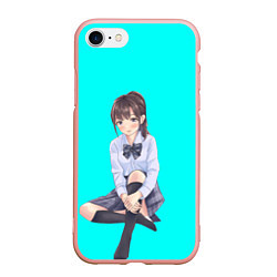 Чехол iPhone 7/8 матовый Anime girl, цвет: 3D-светло-розовый