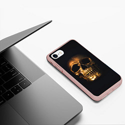 Чехол iPhone 7/8 матовый Golden Skull, цвет: 3D-светло-розовый — фото 2