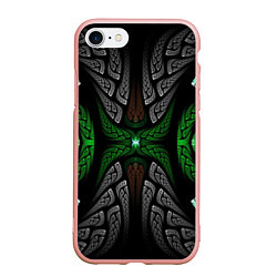 Чехол iPhone 7/8 матовый Серо-Зеленые Узоры, цвет: 3D-светло-розовый