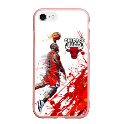 Чехол iPhone 7/8 матовый CHICAGO BULLS 9, цвет: 3D-светло-розовый