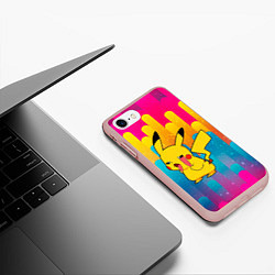 Чехол iPhone 7/8 матовый Уставший Пикачу, цвет: 3D-светло-розовый — фото 2