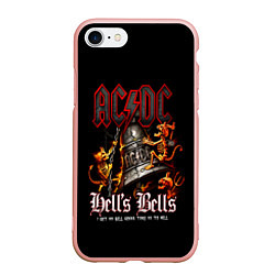 Чехол iPhone 7/8 матовый ACDC Hells Bells, цвет: 3D-светло-розовый