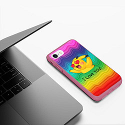 Чехол iPhone 7/8 матовый Влюбленный пикачу, цвет: 3D-малиновый — фото 2