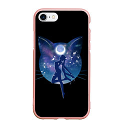 Чехол iPhone 7/8 матовый Sailor Moon силуэт, цвет: 3D-светло-розовый