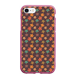 Чехол iPhone 7/8 матовый Цветы Разные, цвет: 3D-малиновый