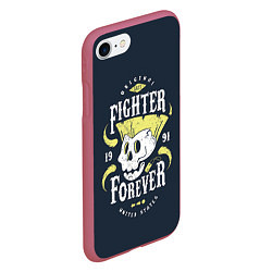 Чехол iPhone 7/8 матовый Fighter forever, цвет: 3D-малиновый — фото 2