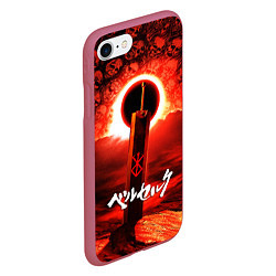 Чехол iPhone 7/8 матовый БЕРСЕРК закат, цвет: 3D-малиновый — фото 2
