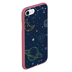 Чехол iPhone 7/8 матовый Космическая одиссея, цвет: 3D-малиновый — фото 2