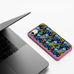 Чехол iPhone 7/8 матовый FOOTBALL, цвет: 3D-малиновый — фото 2