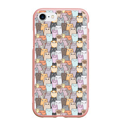 Чехол iPhone 7/8 матовый Котики, цвет: 3D-светло-розовый
