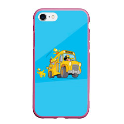 Чехол iPhone 7/8 матовый Автобус в Неверленд, цвет: 3D-малиновый