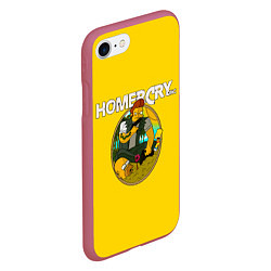 Чехол iPhone 7/8 матовый Homer Cry, цвет: 3D-малиновый — фото 2