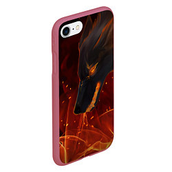 Чехол iPhone 7/8 матовый ОГНЕНЫЙ ВОЛК, 3d, цвет: 3D-малиновый — фото 2