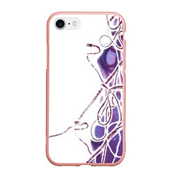 Чехол iPhone 7/8 матовый Фиолетовые нити, цвет: 3D-светло-розовый