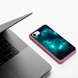 Чехол iPhone 7/8 матовый Галактическое сияние, цвет: 3D-малиновый — фото 2