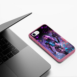 Чехол iPhone 7/8 матовый CYBERPUNK 2077 NEON КИБЕРПАНК НЕОН Z, цвет: 3D-малиновый — фото 2