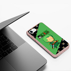 Чехол iPhone 7/8 матовый Ророноа Зоро One Piece Большой куш, цвет: 3D-светло-розовый — фото 2