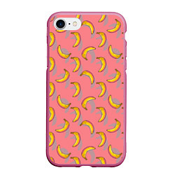 Чехол iPhone 7/8 матовый Банановое лето, цвет: 3D-малиновый