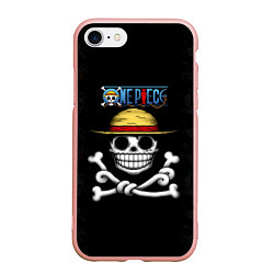 Чехол iPhone 7/8 матовый Пираты Соломенной Шляпы One Piece, цвет: 3D-светло-розовый