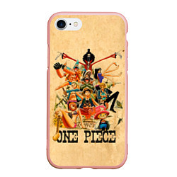 Чехол iPhone 7/8 матовый One Piece пираты Соломенной Шляпы, цвет: 3D-светло-розовый