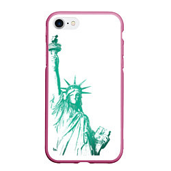 Чехол iPhone 7/8 матовый Статуя Свободы, цвет: 3D-малиновый