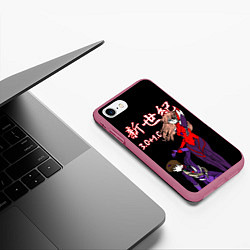 Чехол iPhone 7/8 матовый Евангелион 3 01 0, цвет: 3D-малиновый — фото 2
