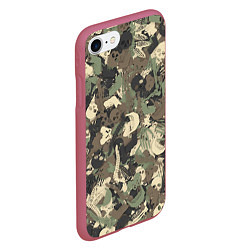 Чехол iPhone 7/8 матовый Камуфляж с костями, цвет: 3D-малиновый — фото 2