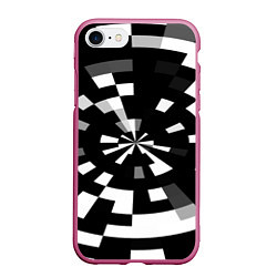 Чехол iPhone 7/8 матовый Черно-белый фон иллюзии, цвет: 3D-малиновый