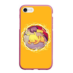 Чехол iPhone 7/8 матовый Спящий Пикачу, цвет: 3D-малиновый